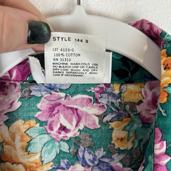 Vintage 90s Womens Byer California Floral Tie Knot Waist Crop Top Cotton Medium - Picture 8 of 10